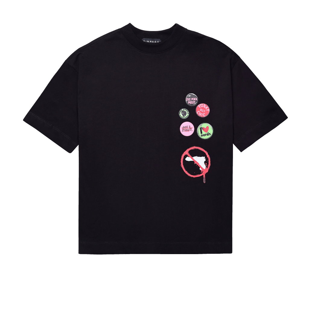 SINNERS STAMPS CAMISETA OVERSIZED NEGRA