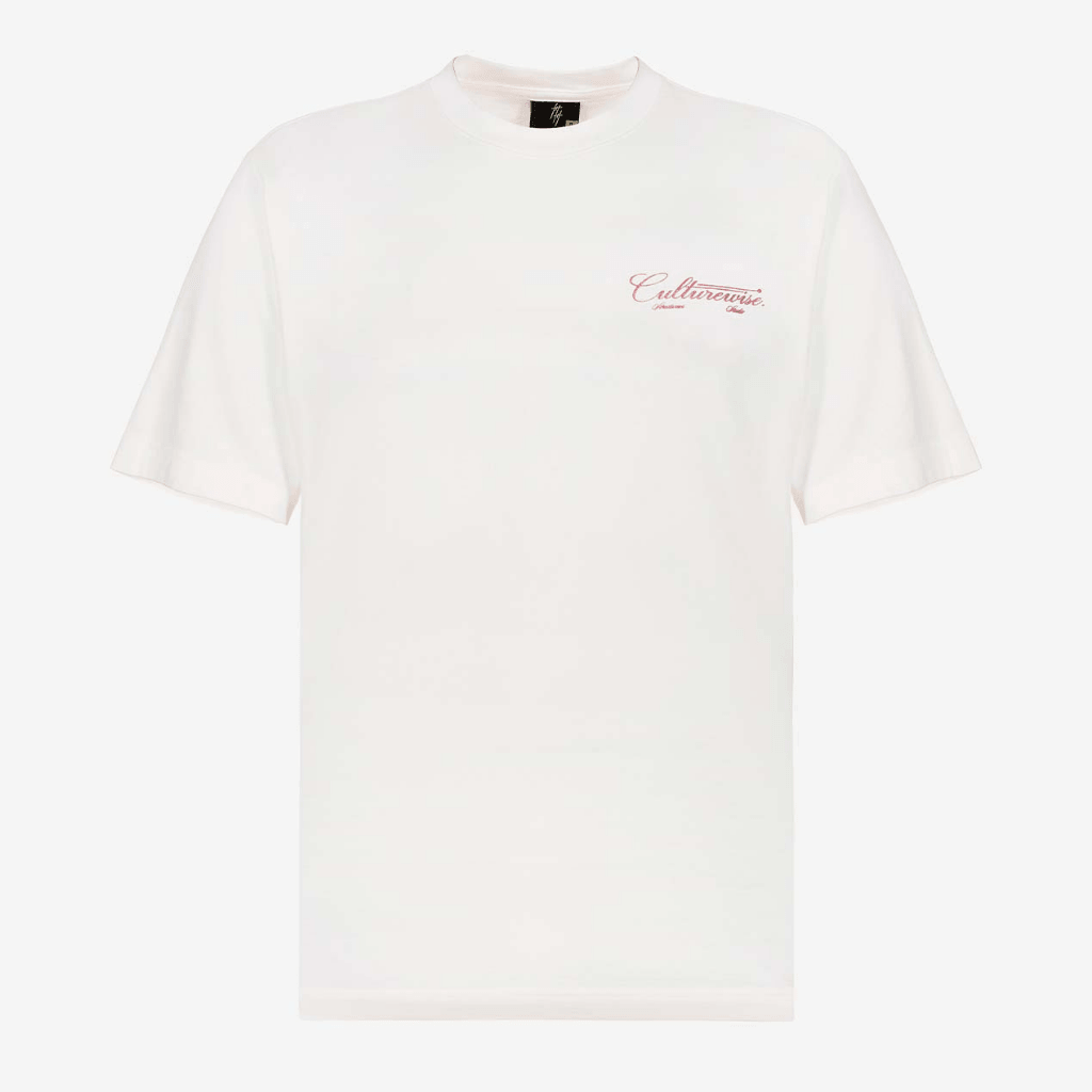 CULTURE WISE KONBINI CAMISETA BLANCA CRURSIVE LOGO CLASSIC ROJO