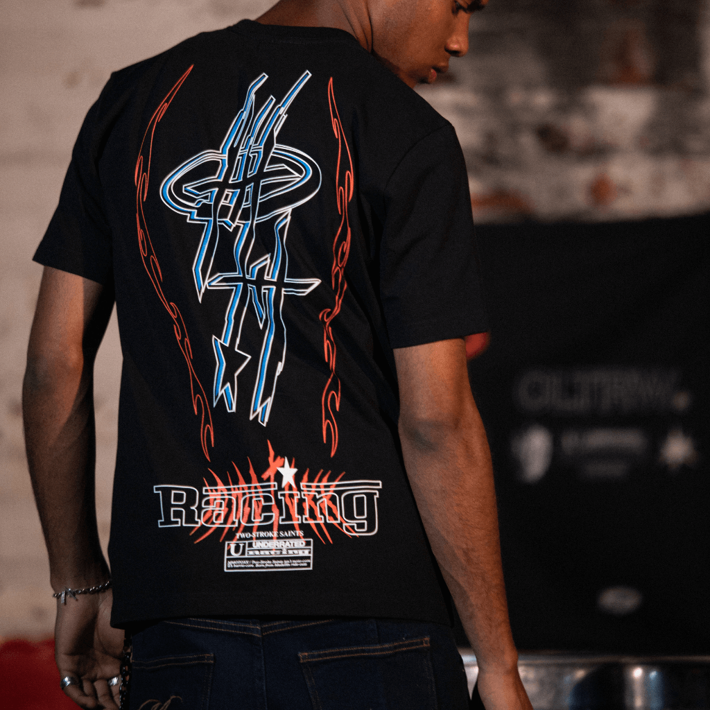 CULTUREWISE TWO STROKE SAINTS CAMISETA REGULAR RACING NEGRA