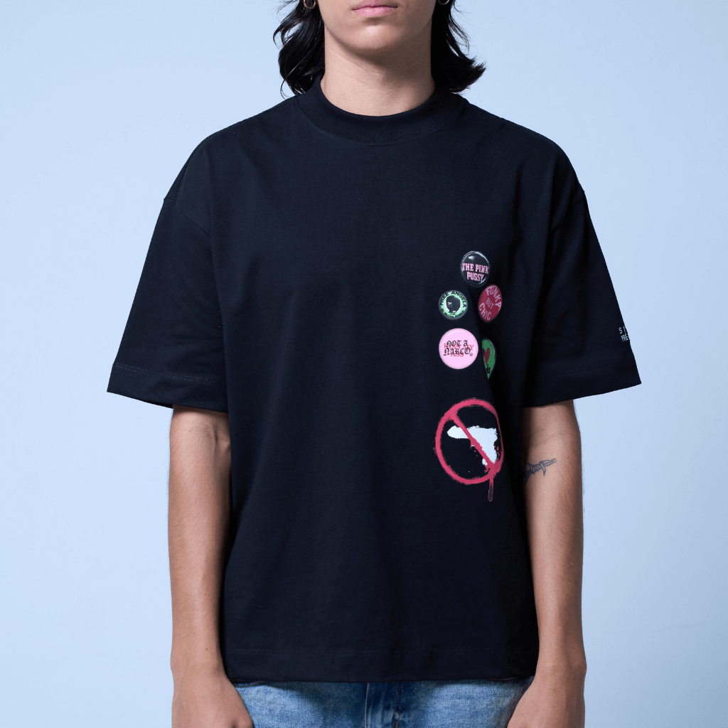SINNERS STAMPS CAMISETA OVERSIZED NEGRA