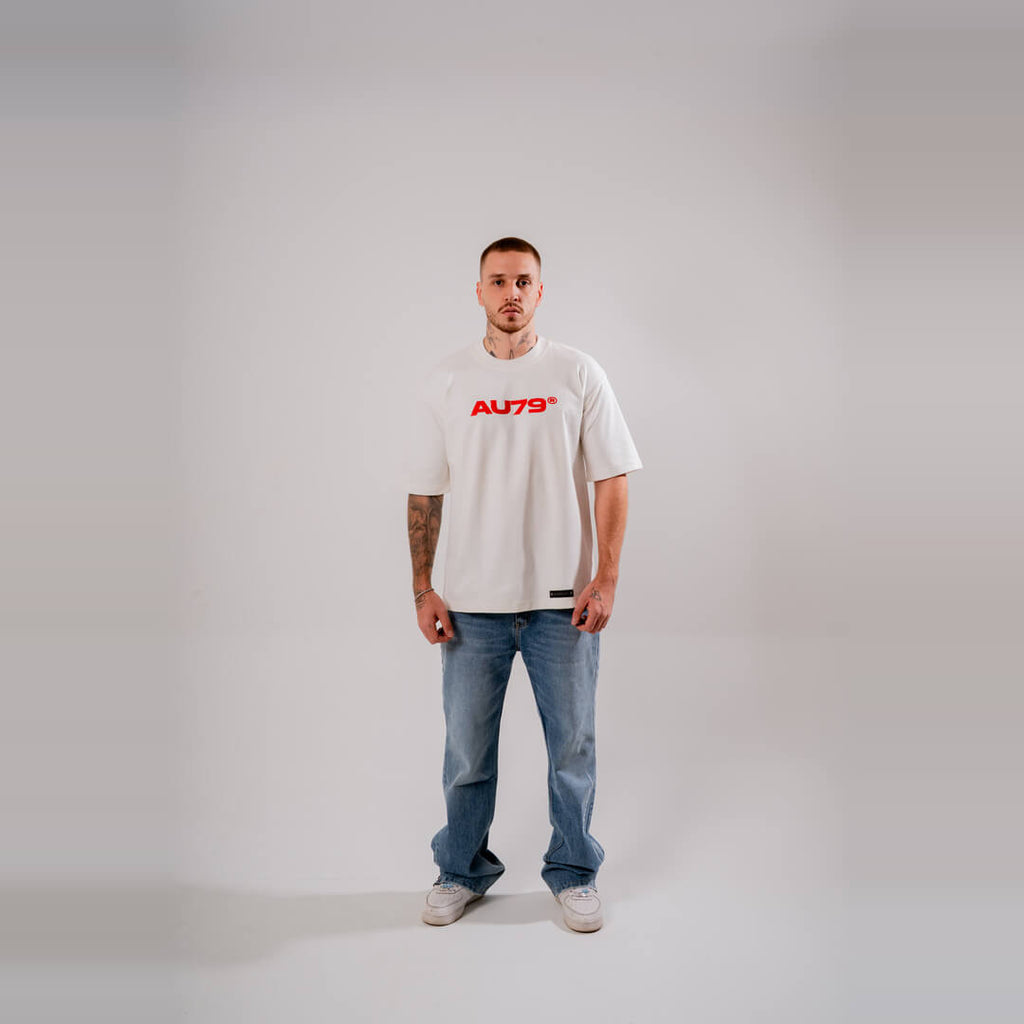 AURUM TIMELESS RED LINE CAMISETA OVERSIZE BLANCA
