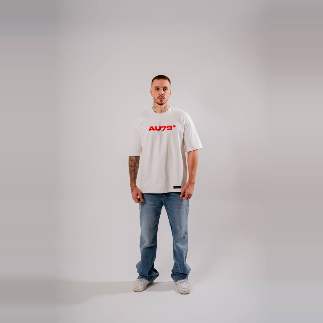 AURUM TIMELESS RED LINE CAMISETA OVERSIZE BLANCA
