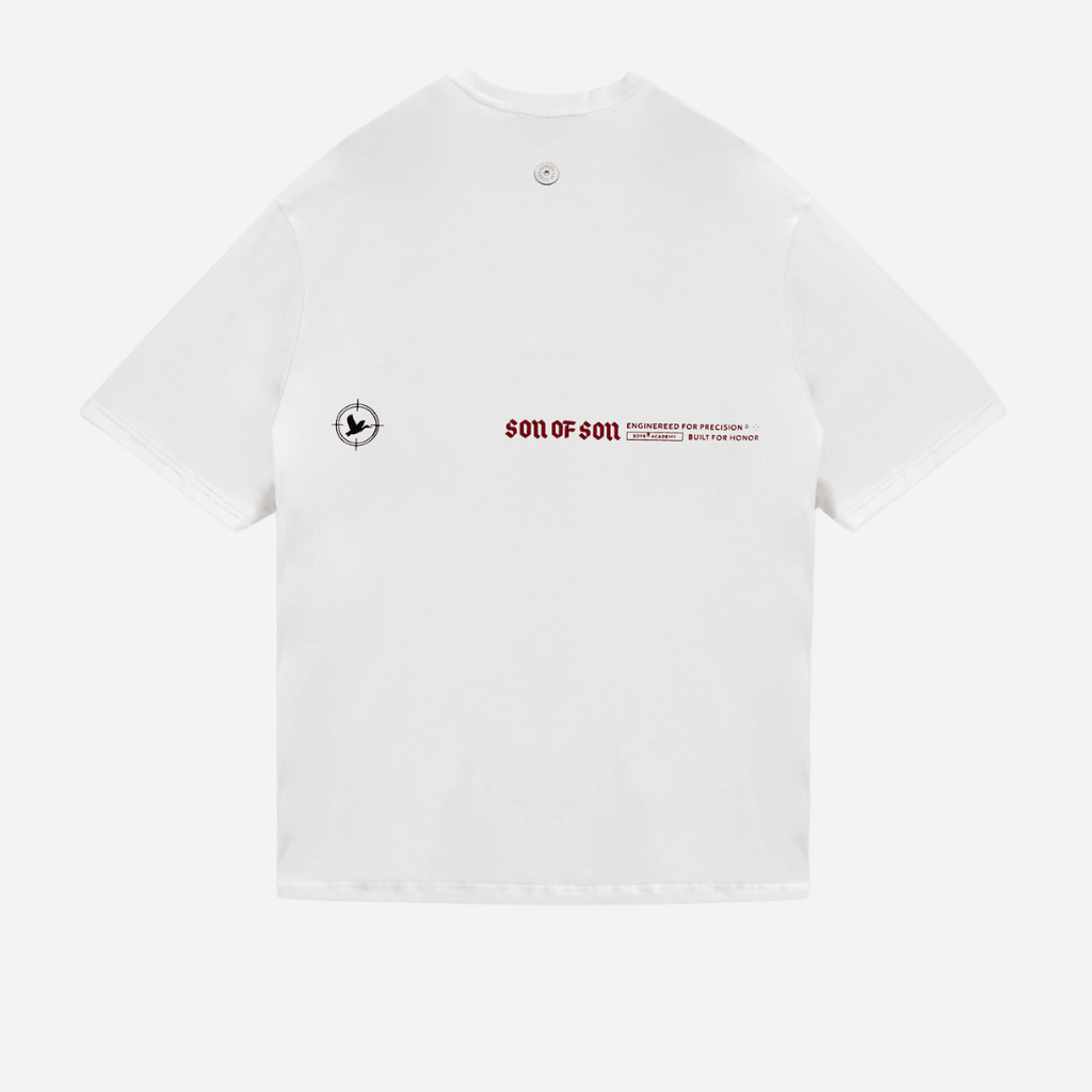 SON OF SON DALLAS TEXAS HERITAGE LOGO CAMISETA OVERSIZED BLANCA