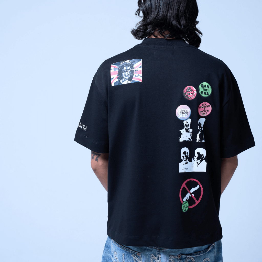 SINNERS STAMPS CAMISETA OVERSIZED NEGRA
