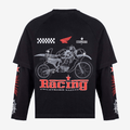 CULTUREWISE TWO STROKE SAINTS CAMISETA MANGA LARGA OVERSIZED RACING NEGRA