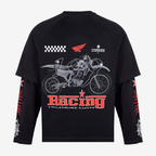 CULTUREWISE TWO STROKE SAINTS CAMISETA MANGA LARGA OVERSIZED RACING NEGRA