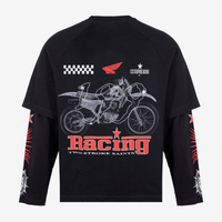 CULTUREWISE TWO STROKE SAINTS CAMISETA MANGA LARGA OVERSIZED RACING NEGRA