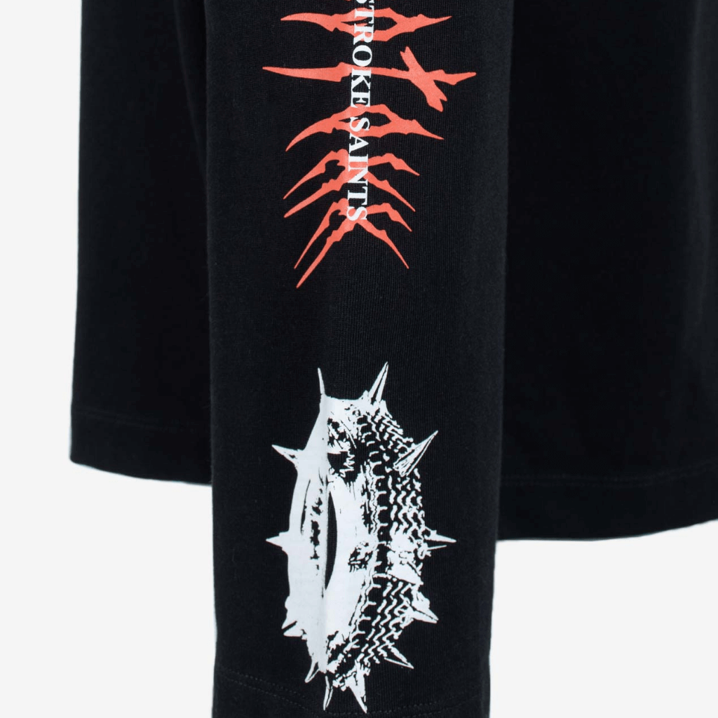 CULTUREWISE TWO STROKE SAINTS CAMISETA MANGA LARGA OVERSIZED RACING NEGRA