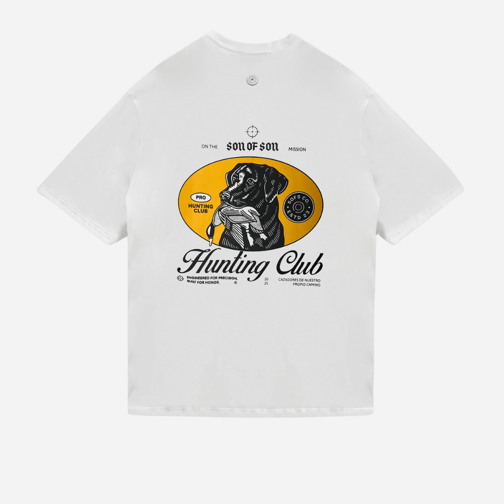SON OF SON DALLAS TEXAS BLACK FLAG HUNTING CLUB CAMISETA OVERSIZED BLANCA