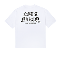 SINNERS NOT A NARCO FW25 CAMISETA BOXY BLANCA