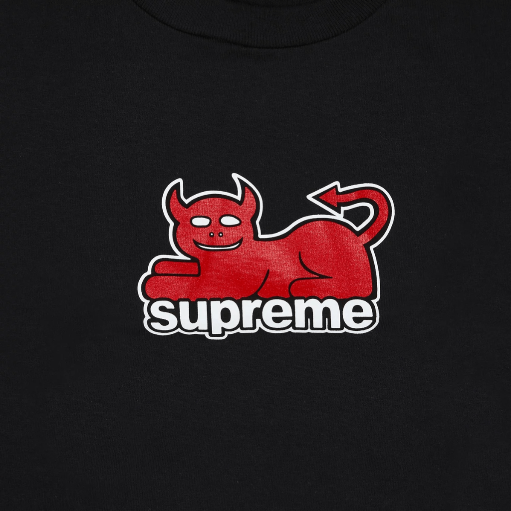 SUPREME X TOY MACHINE DEVIL CAT CAMISETA NEGRA