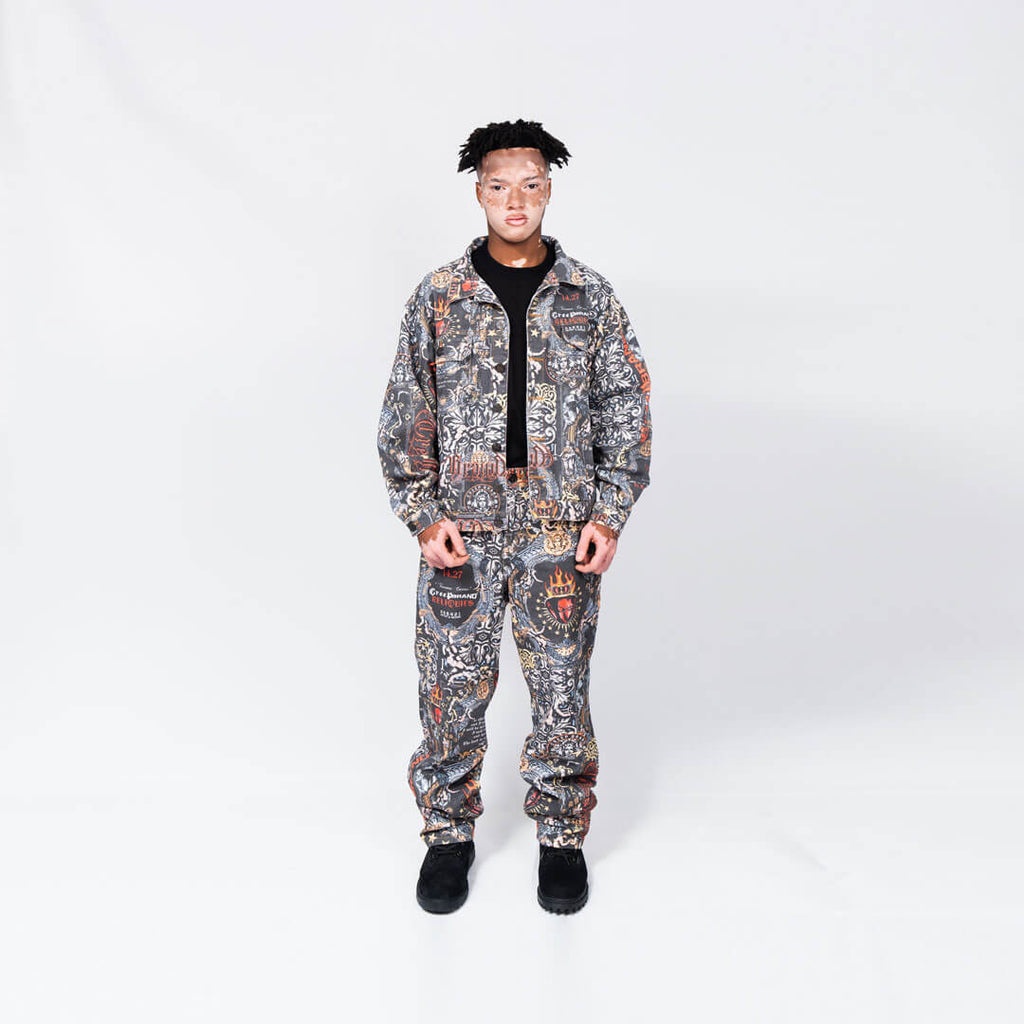 CREEP BRAND RELIQUIES PANTALON DENIM ESTAMPADO