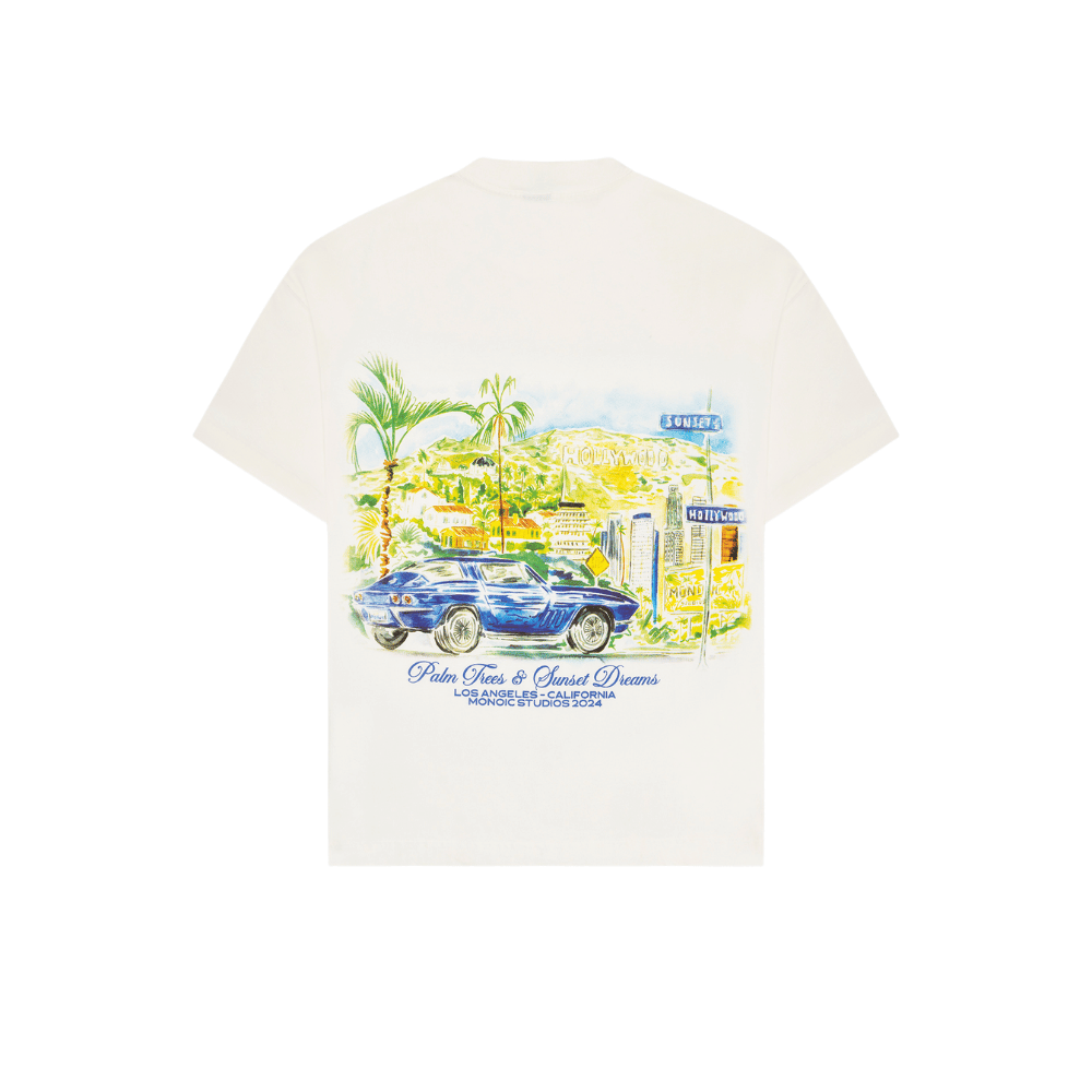 MONOIC SUNSET DREAMS LA HILLS CAMISETA EDICIÓN LIMITADA BOXY FIT BLANCO