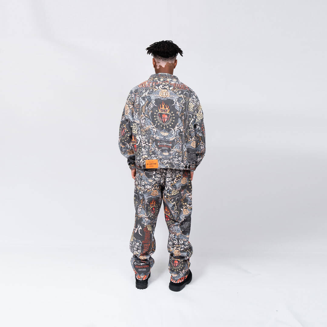 CREEP BRAND RELIQUIES PANTALON DENIM ESTAMPADO