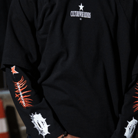 CULTUREWISE TWO STROKE SAINTS CAMISETA MANGA LARGA OVERSIZED RACING NEGRA