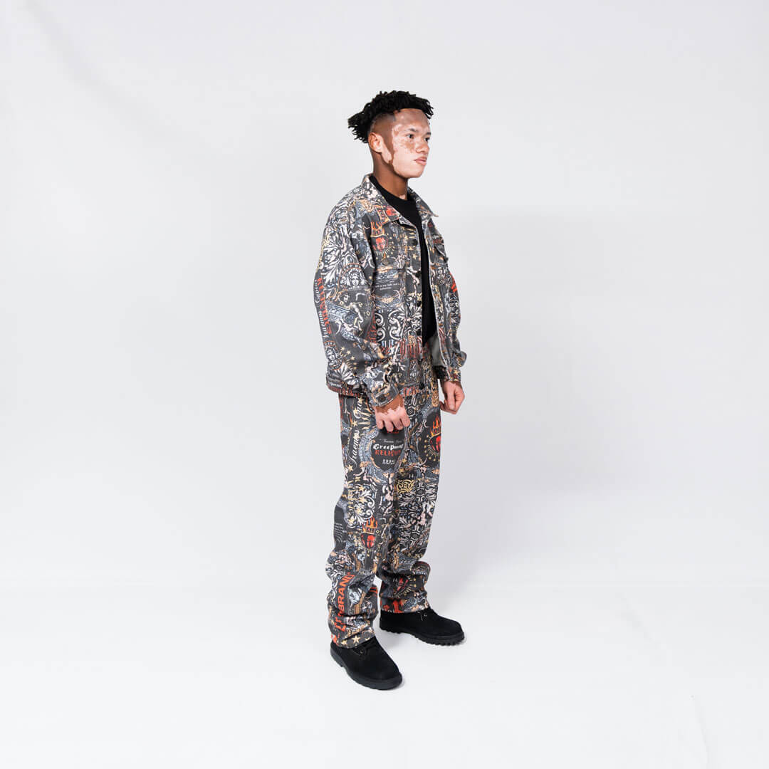 CREEP BRAND RELIQUIES CHAQUETA DENIM ESTAMPADA