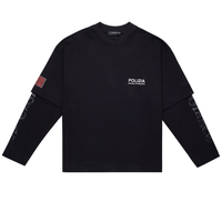 SINNERS CAMISETA DOBLE MANGA NEGRA POLIZIA NEGRA