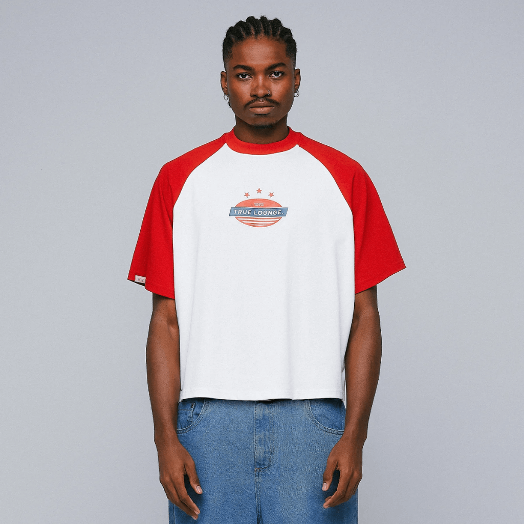 TRUE RETRO RANGLAN CAMISETA BOXY BLANCA ROJO