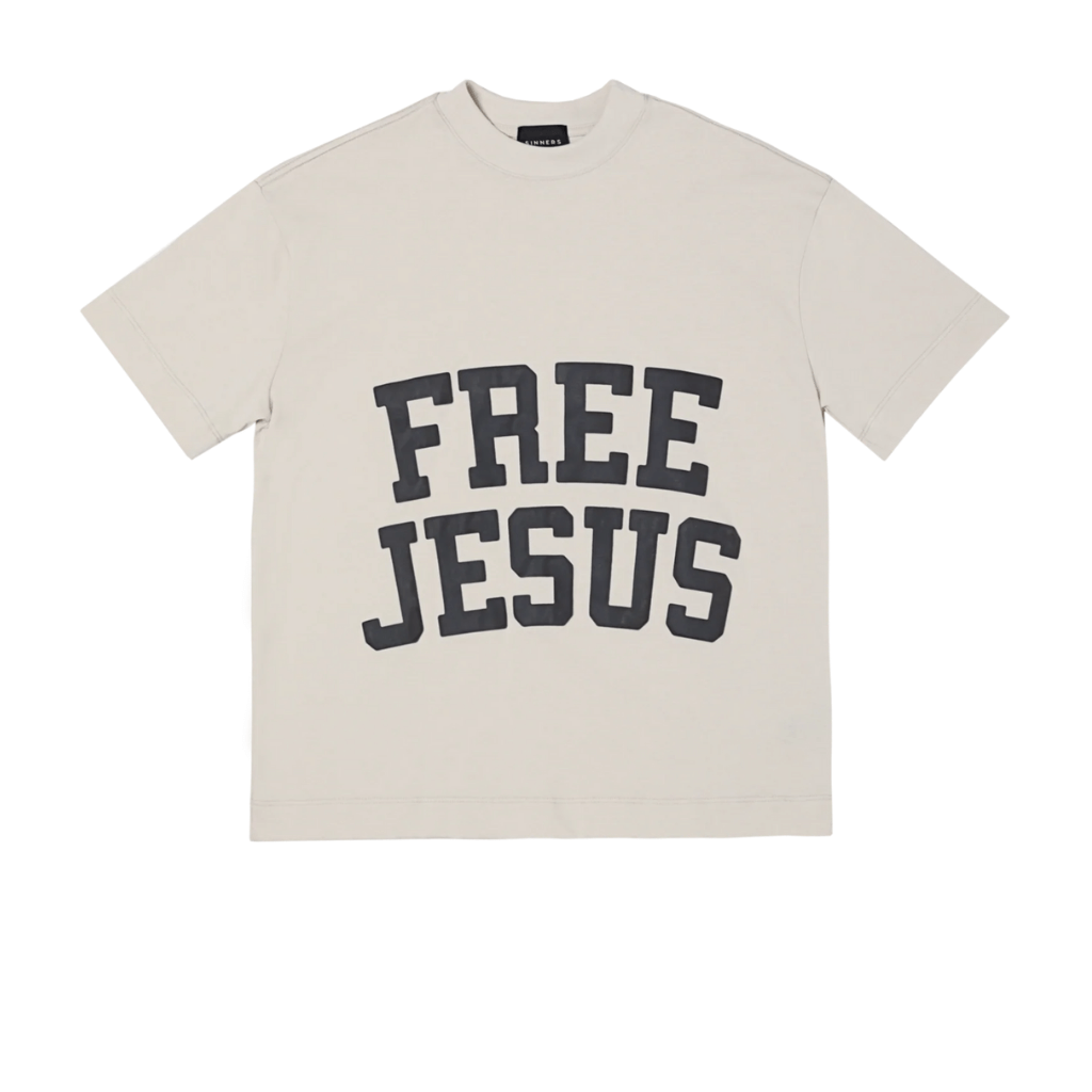 SINNERS FREE JESUS CAMISETA OVERSIZE BEIGE