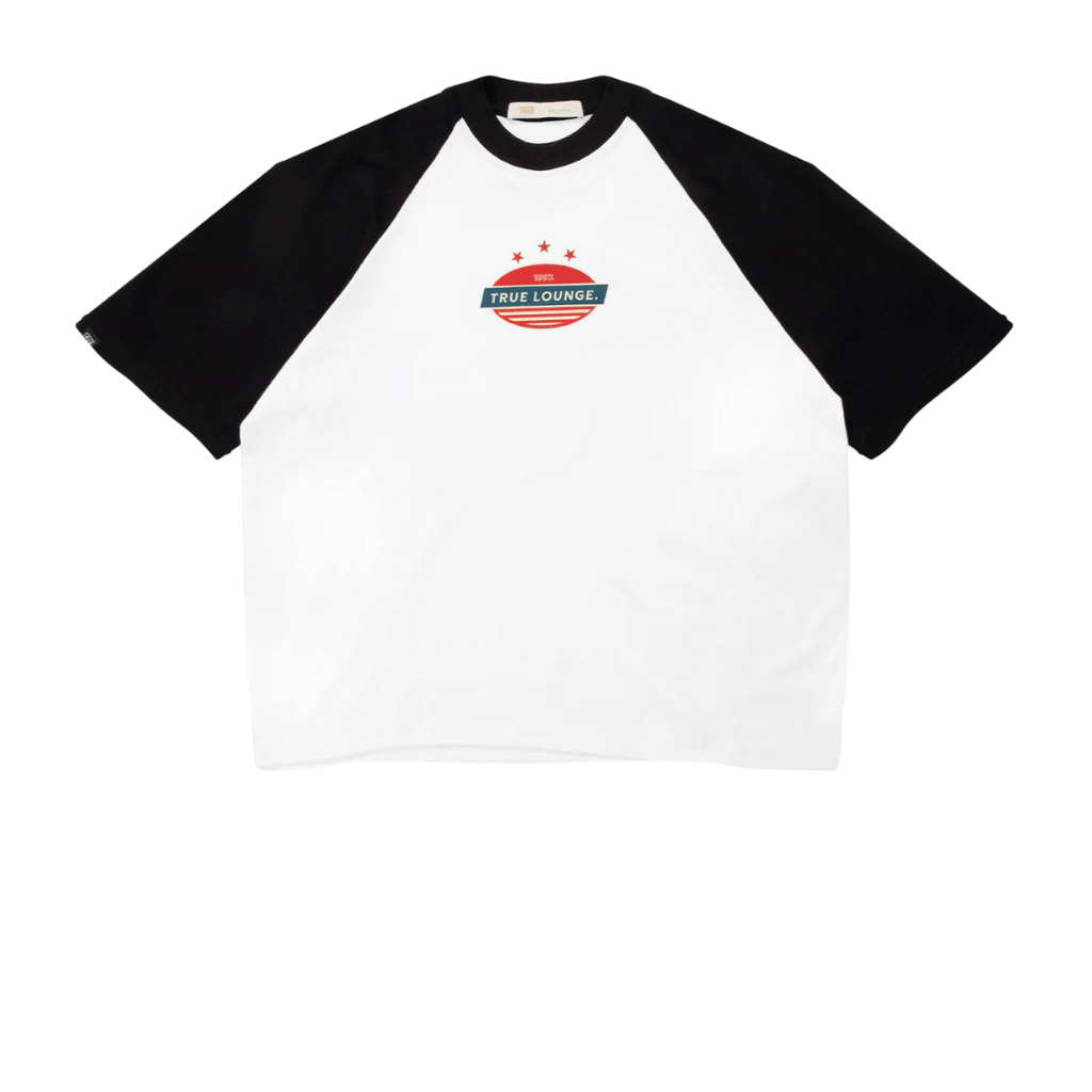 TRUE RETRO RANGLAN CAMISETA BOXY BLANCA NEGRO