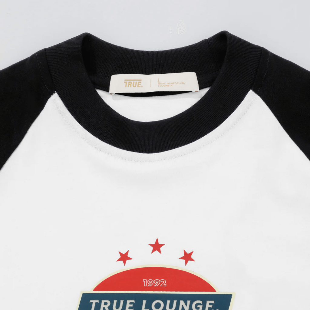 TRUE RETRO RANGLAN CAMISETA BOXY BLANCA NEGRO