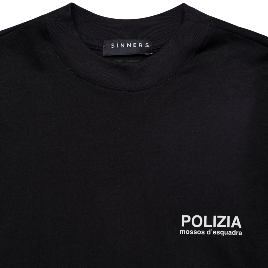 SINNERS CAMISETA DOBLE MANGA NEGRA POLIZIA NEGRA