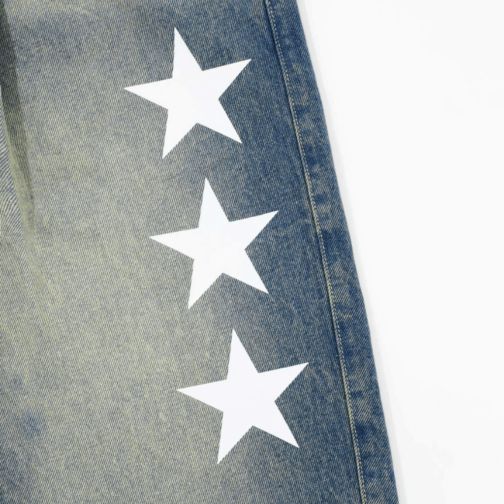 TRUE LOUNGE PRINTED DENIM JEAN PANTALON AZUL