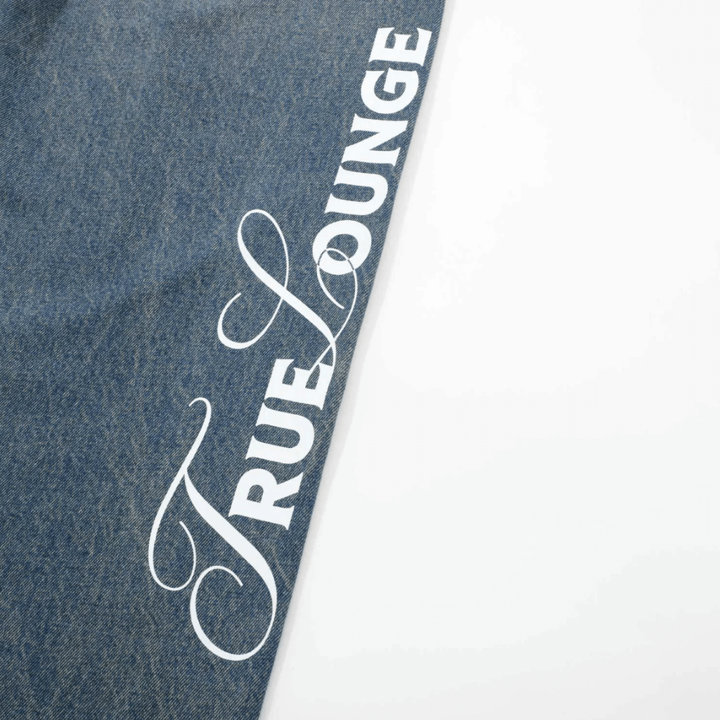 TRUE LOUNGE PRINTED DENIM JEAN PANTALON AZUL