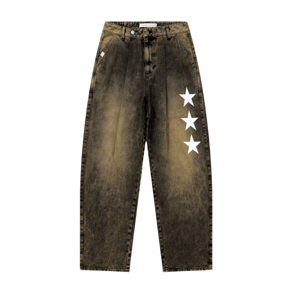 TRUE LOUNGE PRINTED DENIM JEAN PANTALON CAFE