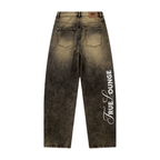 TRUE LOUNGE PRINTED DENIM JEAN PANTALON CAFE
