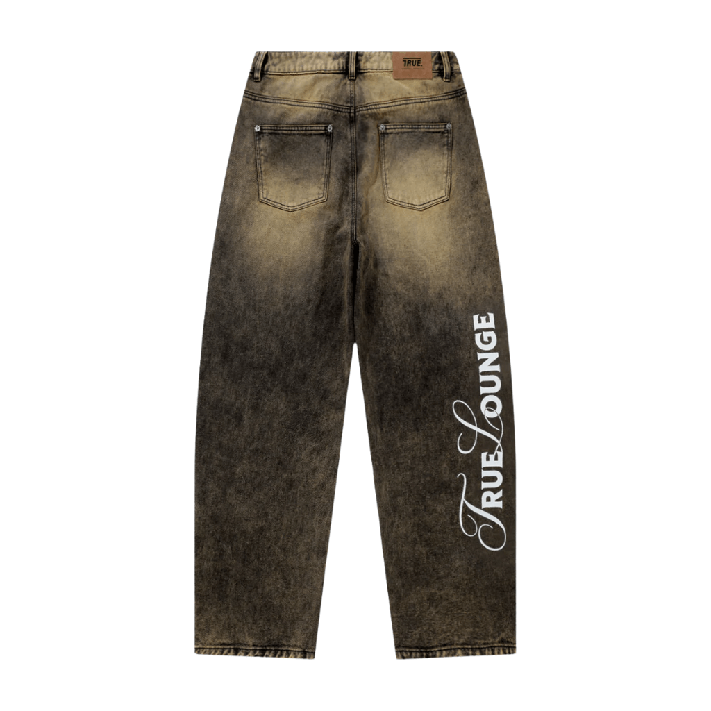 TRUE LOUNGE PRINTED DENIM JEAN PANTALON CAFE