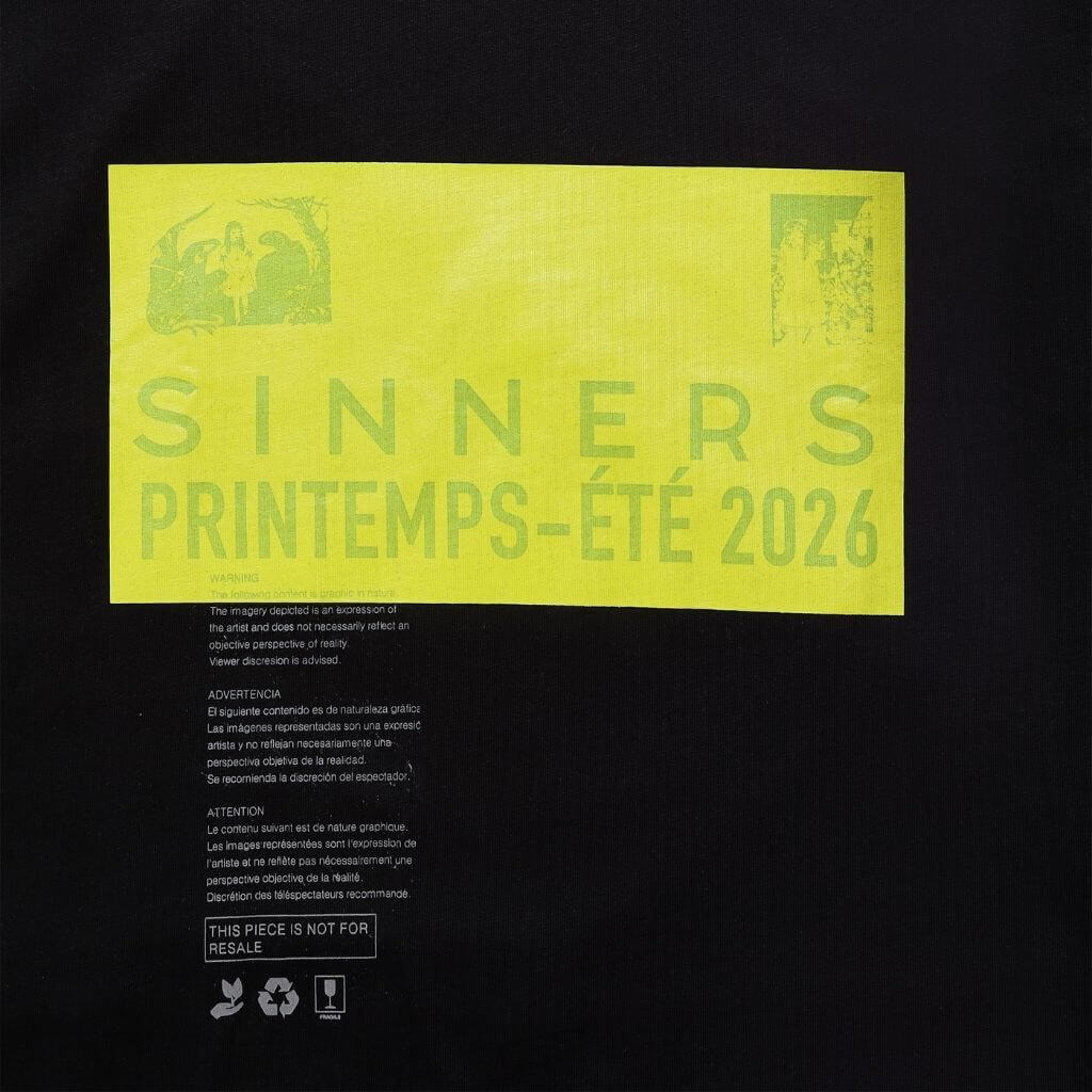 SINNERS SUGAR ABUSE PRE-CAUCION CAMISETA OVERSIZED NEGRA
