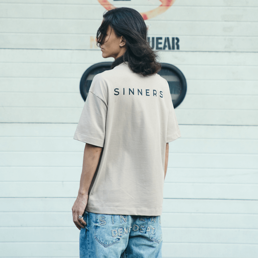 SINNERS LOGO CAMISETA OVERSIZE BEIGE