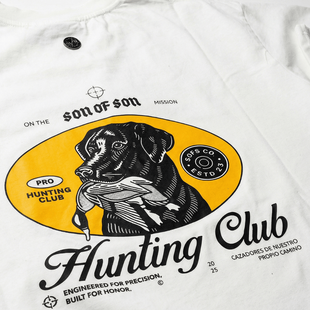 SON OF SON DALLAS TEXAS BLACK FLAG HUNTING CLUB CAMISETA OVERSIZED BLANCA