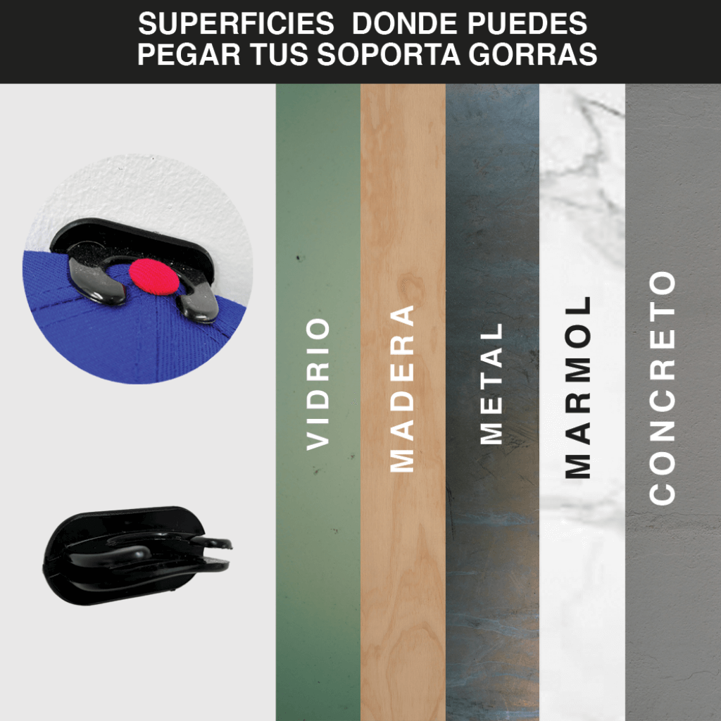 GANCHOS ADHESIVOS PARA GORRAS SIN PERFORACION 5/10/15 UDS