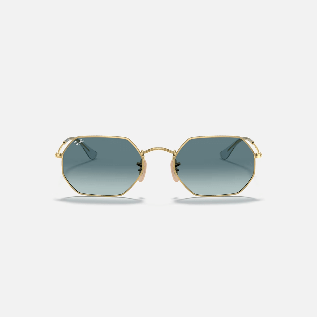 GAFAS RAYBAN OCTAGONAL LENTE AZUL MARCO DORADO
