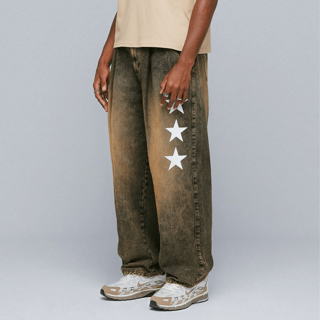 TRUE LOUNGE PRINTED DENIM JEAN PANTALON CAFE