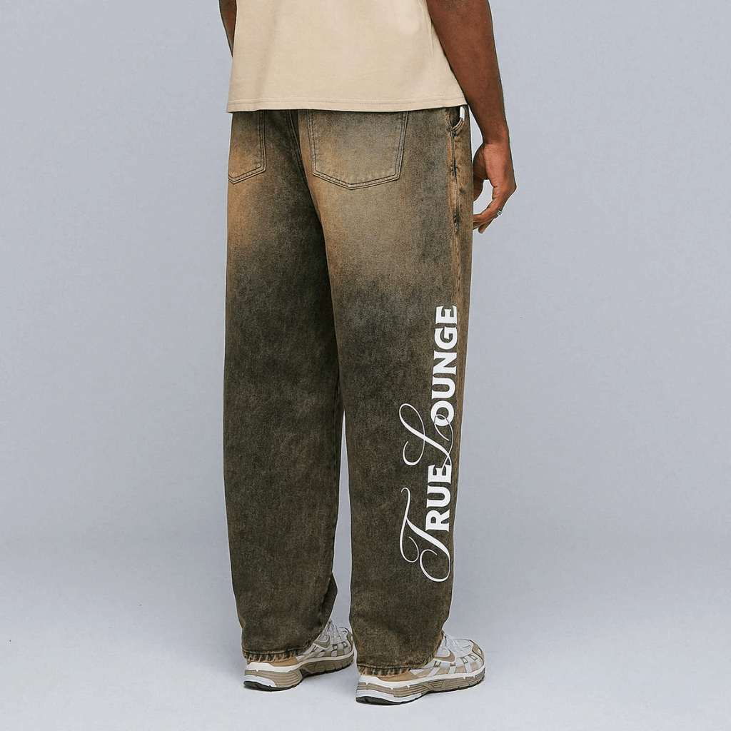 TRUE LOUNGE PRINTED DENIM JEAN PANTALON CAFE