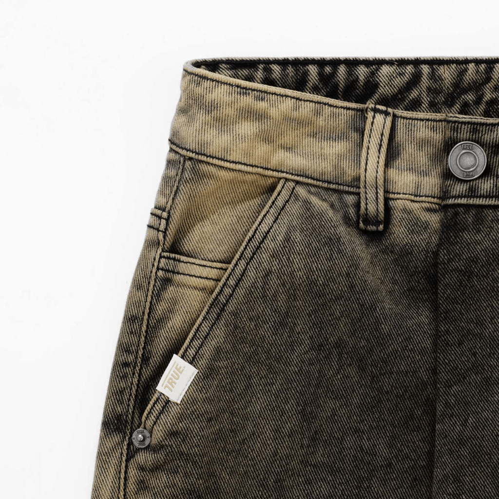 TRUE LOUNGE PRINTED DENIM JEAN PANTALON CAFE