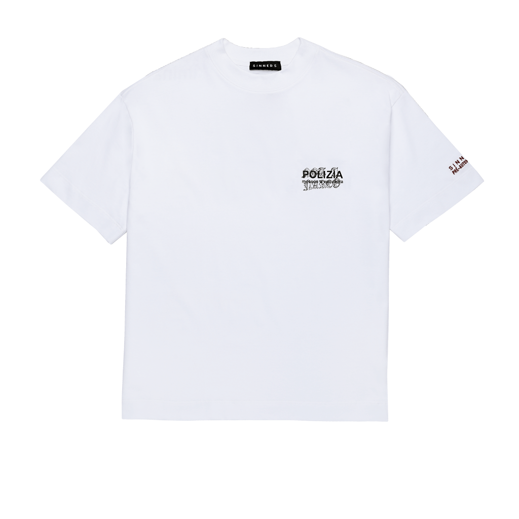 SINNERS POLIZIA CAMISETA OVERSIZED BLANCA