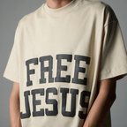 SINNERS FREE JESUS CAMISETA OVERSIZE BEIGE