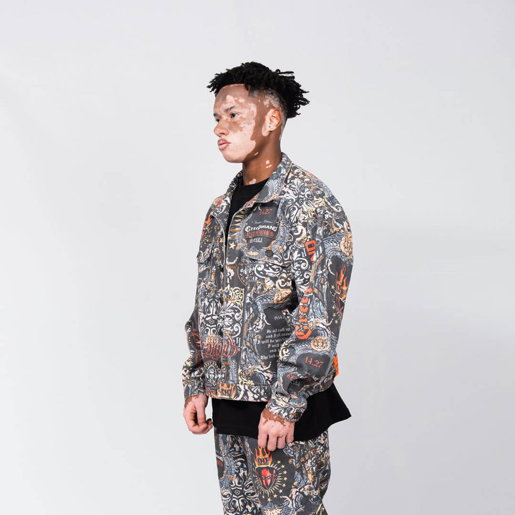 CREEP BRAND RELIQUIES CHAQUETA DENIM ESTAMPADA