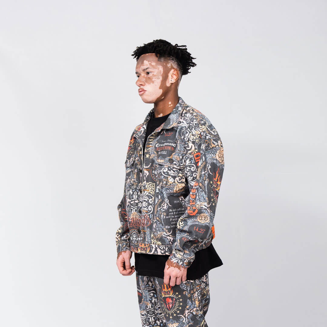 CREEP BRAND RELIQUIES CHAQUETA DENIM ESTAMPADA
