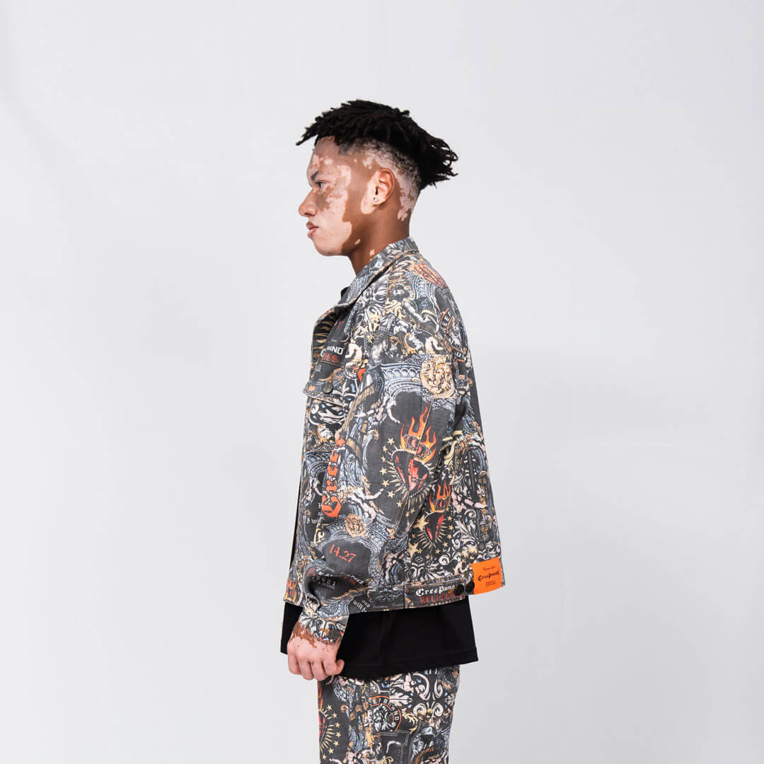 CREEP BRAND RELIQUIES CHAQUETA DENIM ESTAMPADA