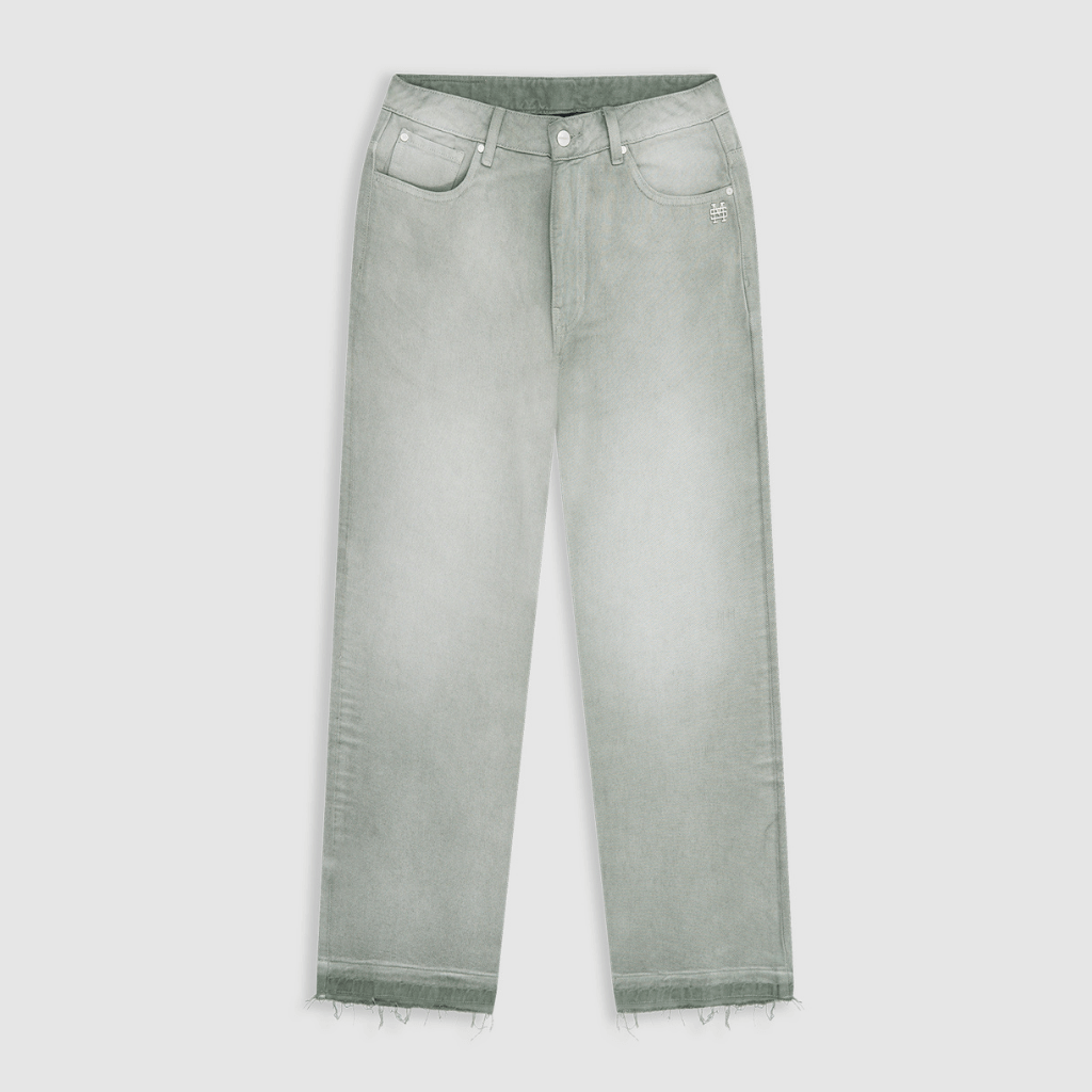 MONOIC TUTTO BENE I FLARED JEANS VERDE OLIVA DESGASTADO