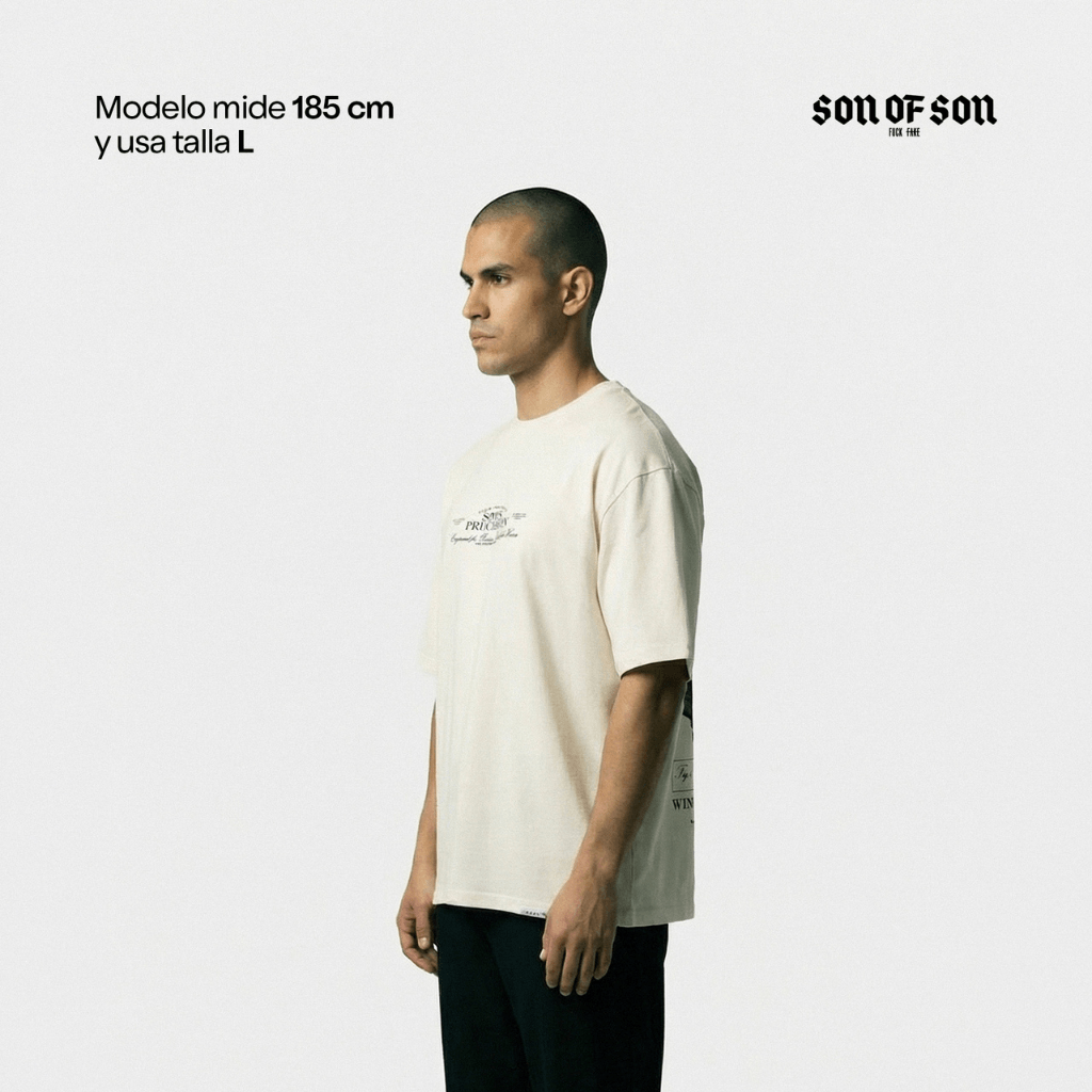 SON OF SON DALLAS TEXAS WINCHESTER CAMISETA OVERSIZED BEIGE