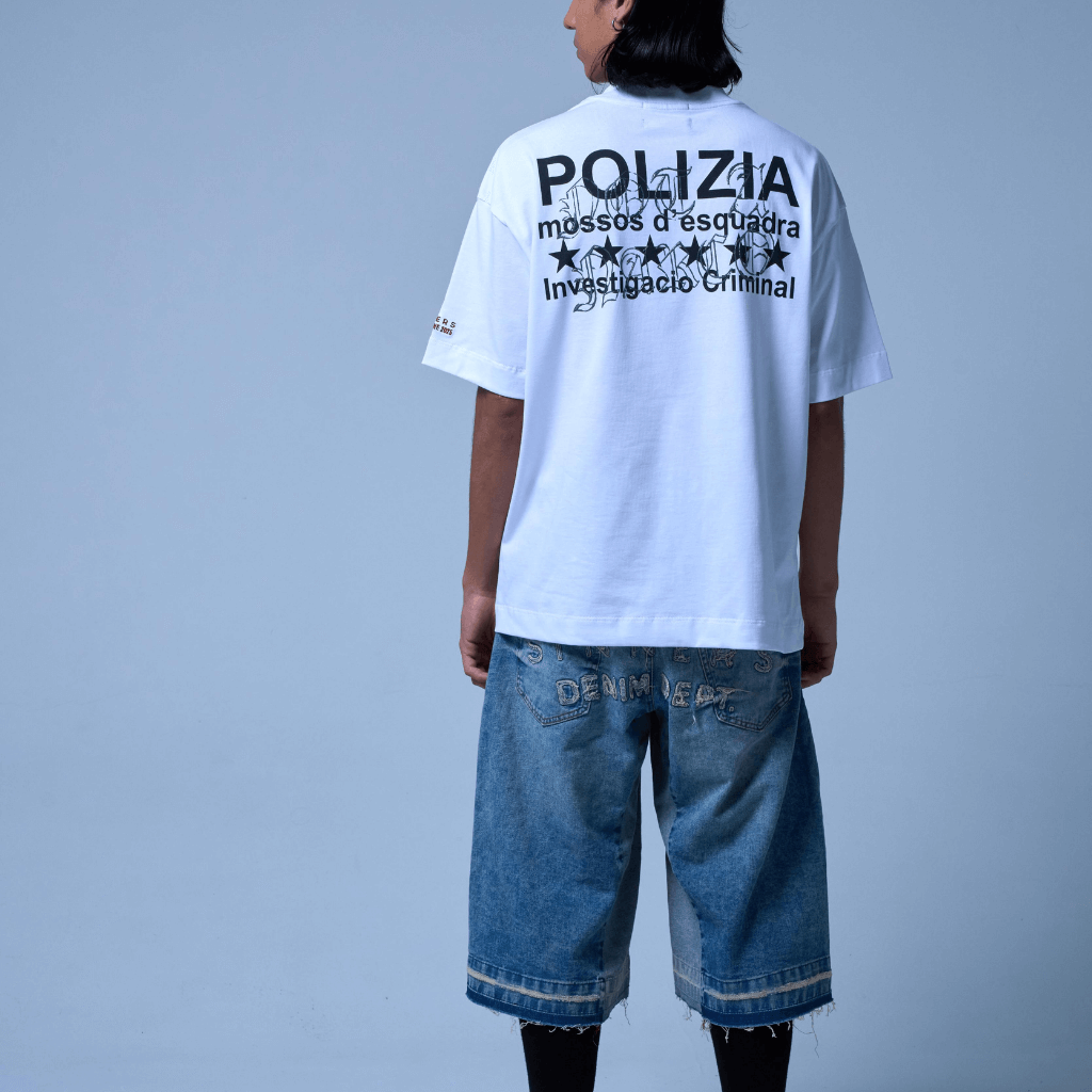 SINNERS POLIZIA CAMISETA OVERSIZED BLANCA
