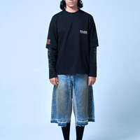 SINNERS CAMISETA DOBLE MANGA NEGRA POLIZIA NEGRA