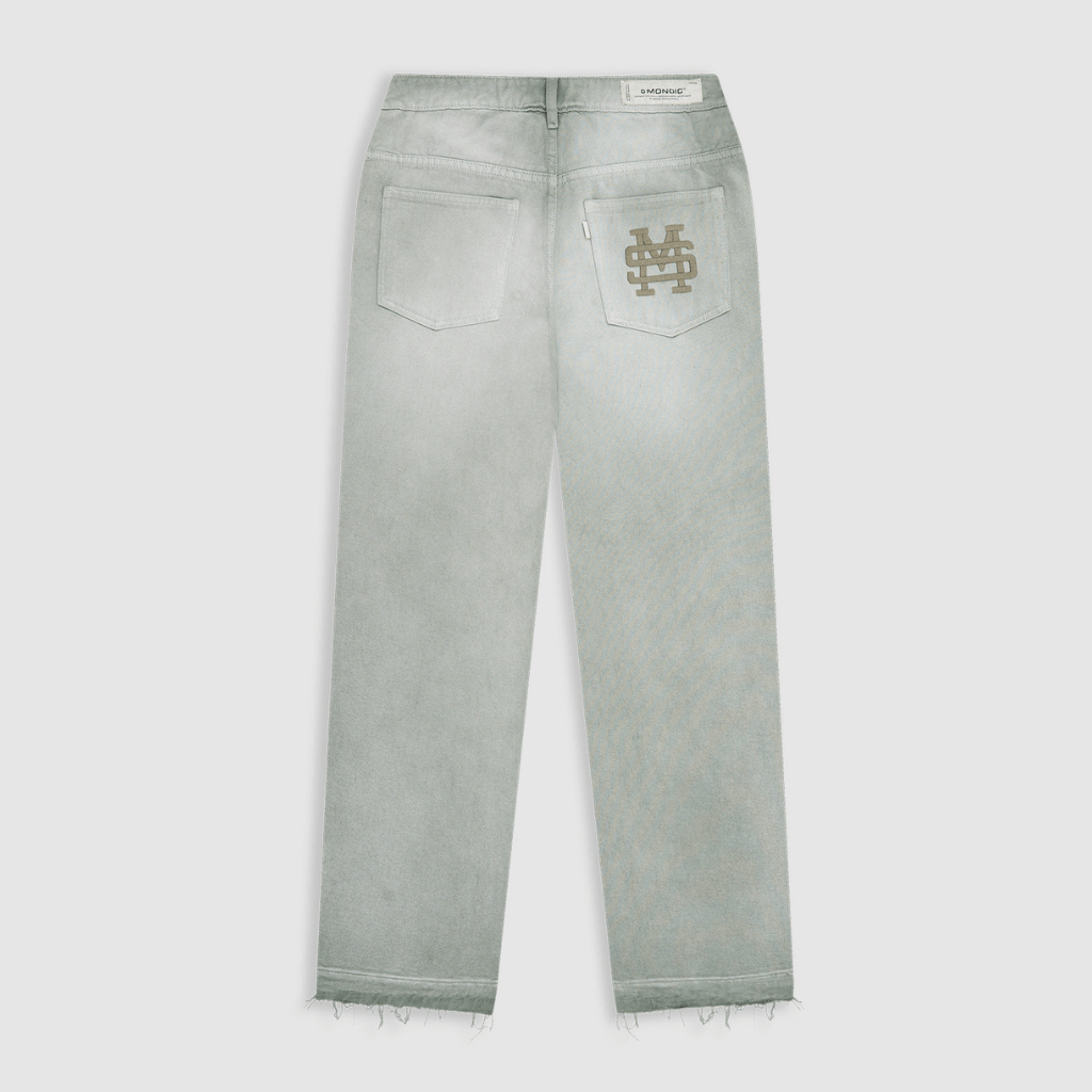 MONOIC TUTTO BENE I FLARED JEANS VERDE OLIVA DESGASTADO