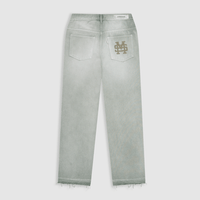 MONOIC TUTTO BENE I FLARED JEANS VERDE OLIVA DESGASTADO